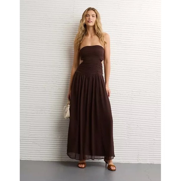 American Eagle Outfitters Dresses & Skirts - American Eagle Brown Smocked Shirred Tube Top Maxi Dress Size M New With Tags